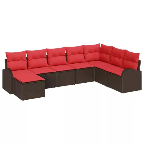  Kerti Kanapé Szett 8 pcs Barna Poli rattan