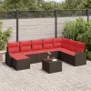  Kerti Kanapé Szett párnával 9 pcs Barna Poly Rattan
