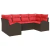  Kerti Kanapé Szett párnával 6 pcs Barna Poly Rattan