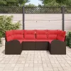 Kerti Kanapé Szett párnával 6 pcs Barna Poly Rattan