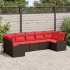  Kerti Kanapé Szett párnával 7 pcs Barna Poly Rattan