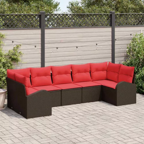  Kerti Kanapé Szett párnával 7 pcs Barna Poly Rattan
