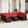  Kanapé Szett párnával 10 pcs Barna Poly Rattan