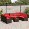  Kanapé Szett párnával 10 pcs Barna Poly Rattan