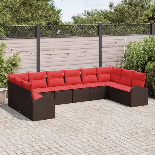 Kanapé Szett párnával 10 pcs Barna polirattan
