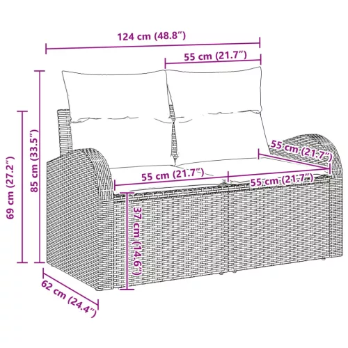  Kanapé Szett párnával 10 pcs Barna polirattan