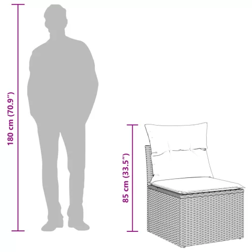  3 részes kert kanapé szett párnákkal, szürke poli rattan