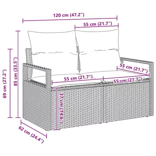  Kanapé Szett 8 pcs Fekete és Türkiz polirattan