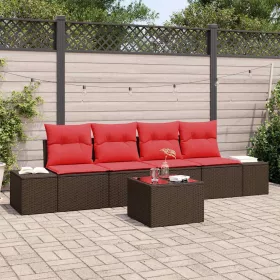  Kanapé Szett párnával 5 pcs Barna polirattan