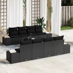  Kanapé 6 pcs Fekete 294 x 62 x 69 cm polirattan