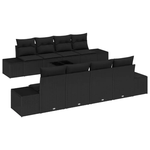  Kanapé 6 pcs Fekete 294 x 62 x 69 cm polirattan