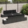  Kanapé 6 pcs Fekete 294 x 62 x 69 cm polirattan