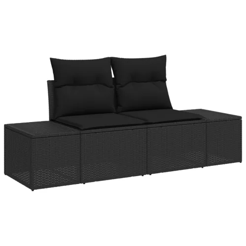  Kanapé 6 pcs Fekete 294 x 62 x 69 cm polirattan