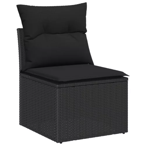  Kanapé 6 pcs Fekete 294 x 62 x 69 cm polirattan