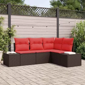  Kerti Kanapé Szett párnával 4 pcs Barna polirattan