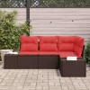  Kerti Kanapé Szett párnával 4 pcs Barna polirattan