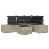  5 darabos kerti sofa szett párnákkal, szürke polirattan