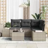  5 darabos kerti sofa szett párnákkal, szürke polirattan