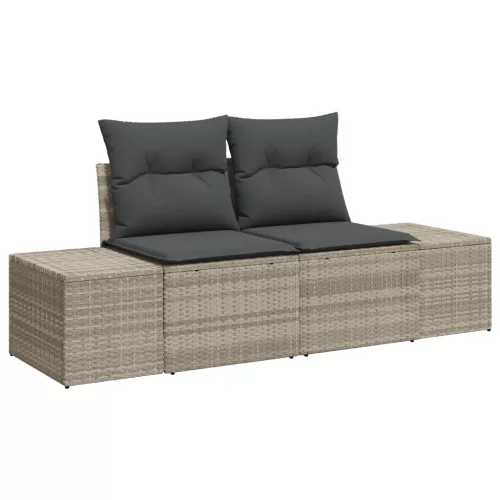  5 darabos kerti sofa szett párnákkal, szürke polirattan