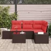  Kerti Kanapé Szett párnával 5 pcs Barna polirattan