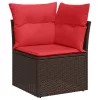  Kerti Kanapé Szett párnával 5 pcs Barna polirattan