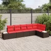  Kerti Kanapé Szett párnával 6 pcs Barna polirattan