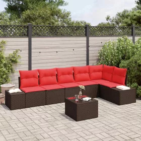  Kerti Kanapé Szett párnával 7 pcs Barna polirattan