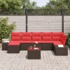  Kerti Kanapé Szett párnával 8 pcs Barna polirattan