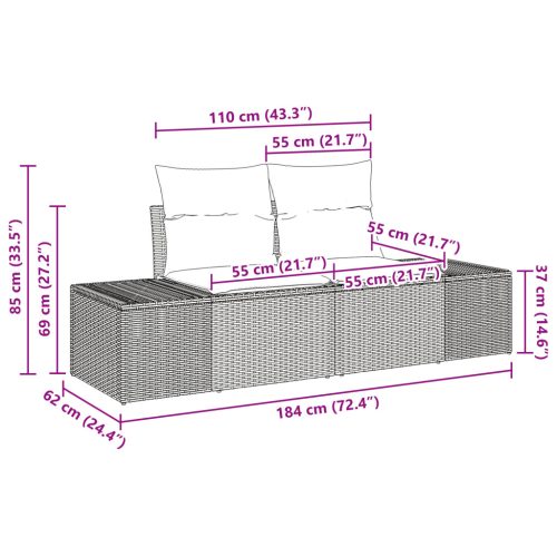 Kerti Kanapé Szett 8 pcs Bézs 319 x 209 x 85 cm PE rattan