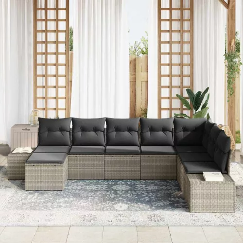  Kerti Kanapé Szett párnával 8 pcs 319 x 209 x 85 cm Poli rattan