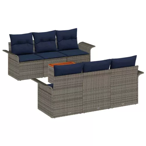  Kerti Kanapé Szett párnával 7 pcs Szürke polirattan