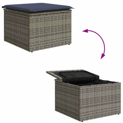  Kerti Kanapé Szett párnával 8 pcs Szürke polirattan