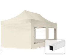   TP Professional összecsukható sátrak ECO 300g/m2 ponyvával, acélszerkezettel, 4 oldalfallal, panoráma ablakkal - 3x6m krém