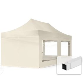   TP 3x6m összecsukható acél pavilon, 4 db oldalfallal - krém