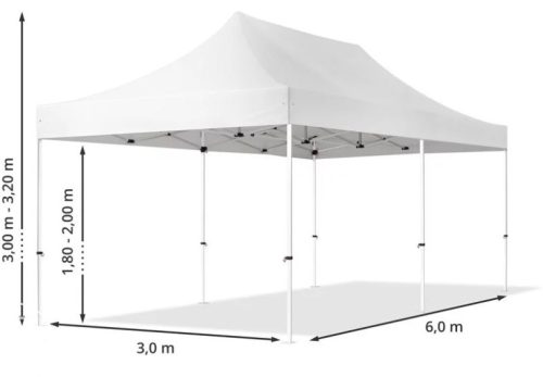 TP 3x6m összecsukható acél pavilon, 4 db oldalfallal - krém