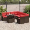  Kerti Kanapé Szett párnával 9 pcs Barna Poli rattan
