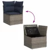  Kerti Kanapé Szett párnával 9 pcs Szürke Poli rattan