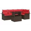  Kerti Kanapé Szett párnával 6 pcs Barna Poli rattan