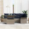  Kerti Kanapé Szett párnával 6 pcs Szürke Poli rattan