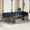  Kerti Kanapé Szett párnával 7 pcs Szürke Poli rattan