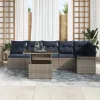  Kerti Kanapé Szett párnával 7 pcs Szürke Poli rattan