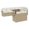  9 Részes Kerti Kanapékészlet Párnákkal Bézs Poli Rattan