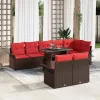  Kerti Kanapé Szett párnával 9 pcs Barna Poli rattan