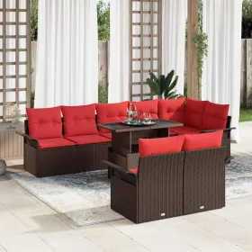  Kerti Kanapé Szett párnával 9 pcs Barna Poli rattan