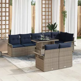  Kerti Kanapé Szett párnával 9 pcs Szürke Poli rattan