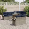  Kerti Kanapé Szett párnával 9 pcs Szürke Poli rattan