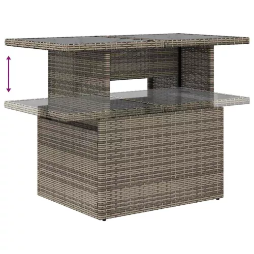  Kerti Kanapé Szett párnával 9 pcs Szürke Poli rattan