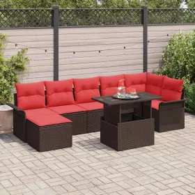  Kerti Kanapé Szett párnával 8 pcs Barna polirattan