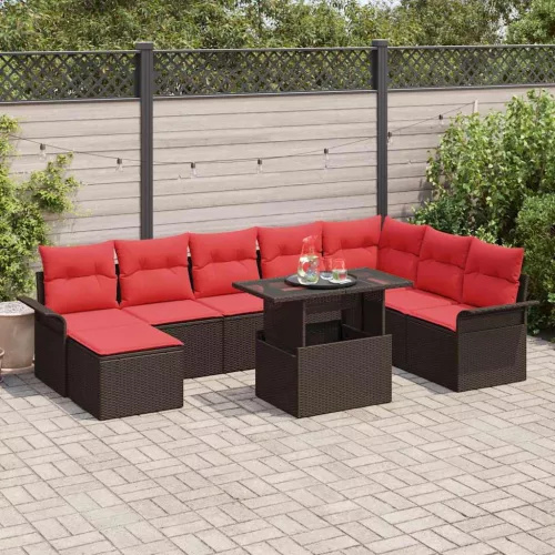  Kerti Kanapé Szett párnával 9 pcs Barna Poli rattan
