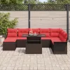  Kerti Kanapé Szett párnával 9 pcs Barna Poli rattan